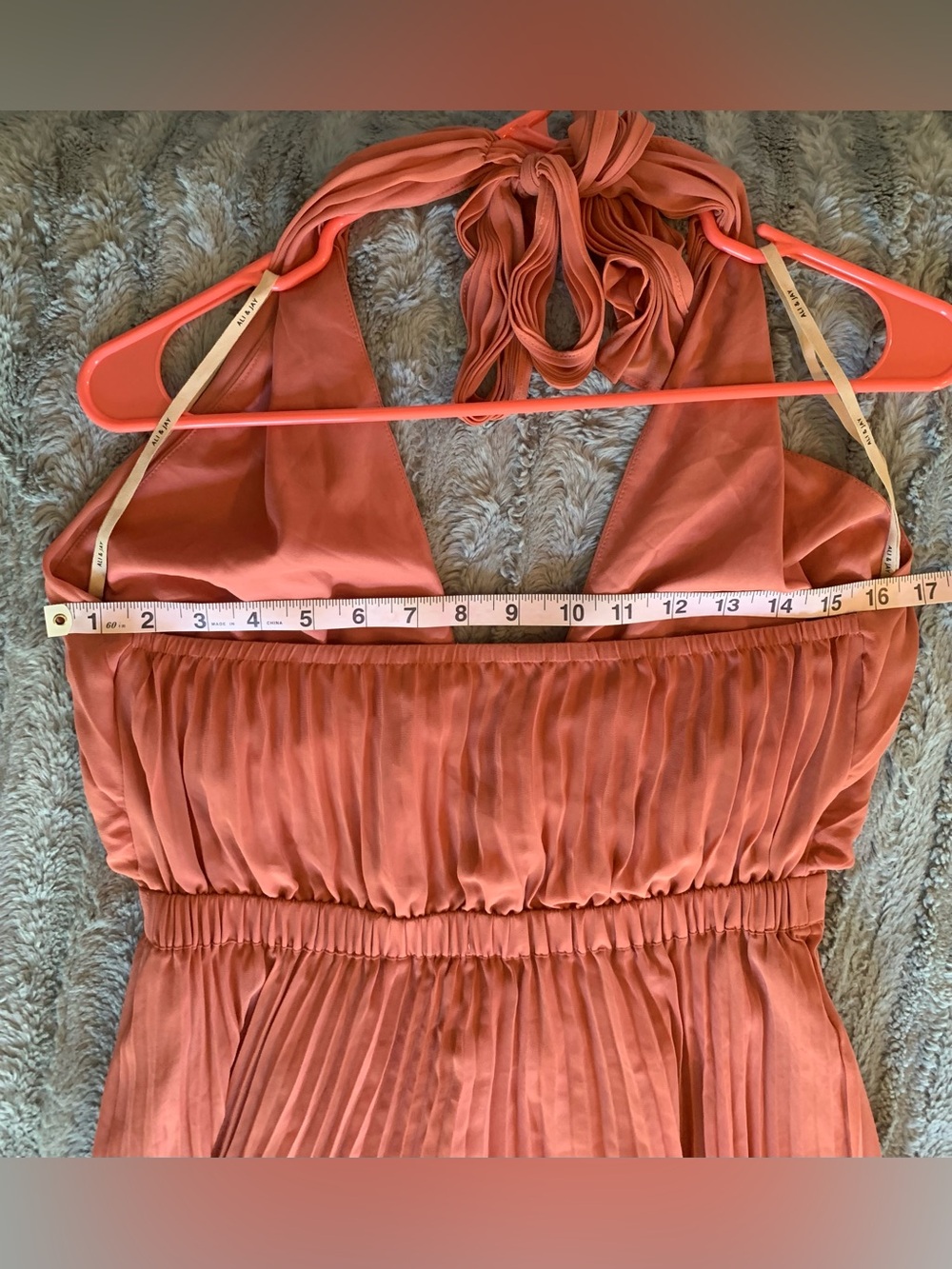 Ali Jay Soho House Midi Pleated Halter Neck Dress Earth Orange Size Medium - Picture 5 of 6